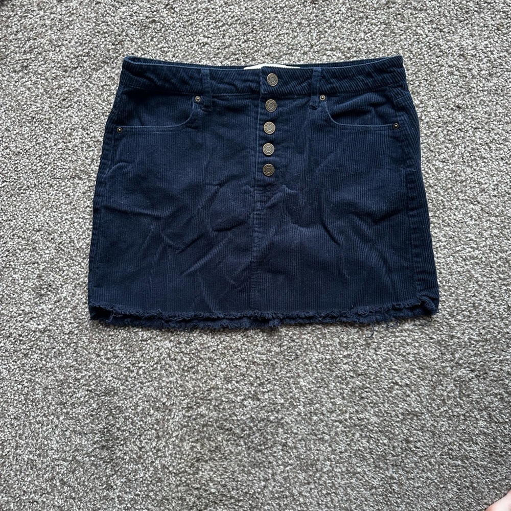Indigo Rein Navy Corduroy Button-Up Mini Skirt